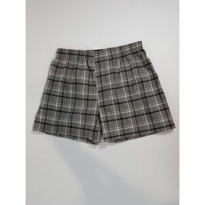 George Mens Grey Plaid‎ Woven Boxer Shorts Medium 32-34 Cotton Blend Stretch